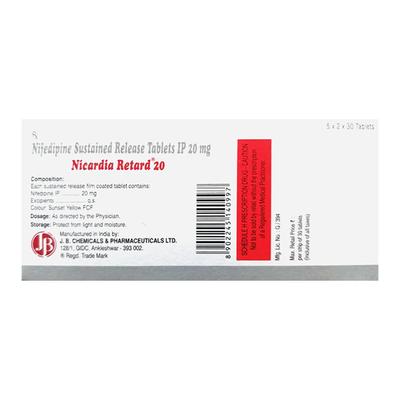 NICARDIA RETARD 20 Tablet 30's - Hypertension-Cal