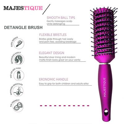 Majestique Purple 9 Row Vent Brush - Ball Tipped Bristles for Men and Women 1's - Hair Brushes