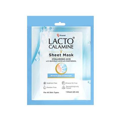Lacto Calamine Hyaluronic Acid Face Sheet Mask Instant Hydration Glycolic Acid and D-Panthenol 30 gm - Sheet Masks