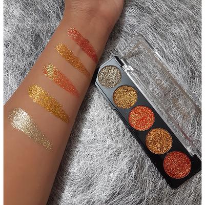 Profusion Cosmetics 5 Shade Glitter Eye Shadow Pallete Topaz Gems (4.5 gm) - Eye Shadow Palettes