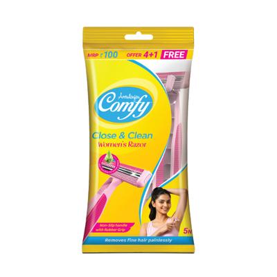 Amrutanjan Comfy Close & Clean Women's Razor (Pack 4 + 1 Free) 5's - Shaving & Hair Removal