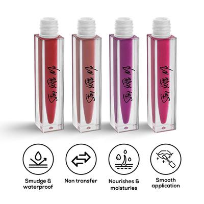Renee Stay with Me Matte Liquid Lipstick - Juicy Berries, 5ml each 4's - Liquid Lipsticks