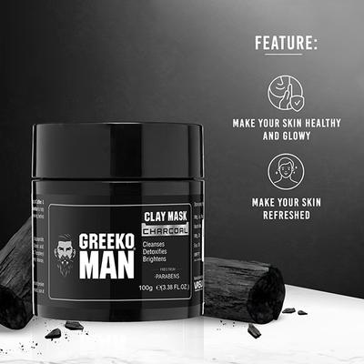 Greeko Man Charcoal Clay Mask 100 gm - Masks & Peels
