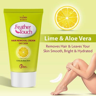 VI-John Feather Touch Hair Removal Cream Lime & Aloe Vera Tube for Dry Skin 40 gm - Shaving Creams