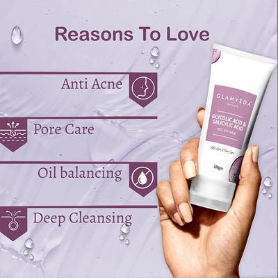 Glamveda Glycolic Acid & Salicylic Acid Peel Off MaskFor Anti Acne & Pore Care 100 ml - Masks & Peels