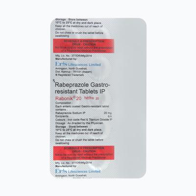 Rabonik 20mg Tablet 15'S - Ulcer/Reflux/Flatulence-Aaa