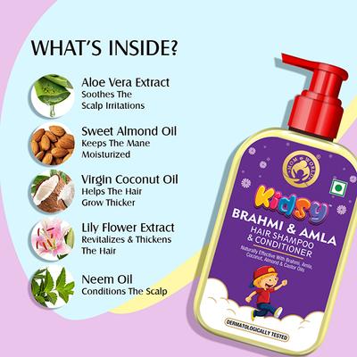Mom & World Kidsy Brahmi & Amla Hair Shampoo & Conditioner For Kids 240 ml - Baby Shampoo