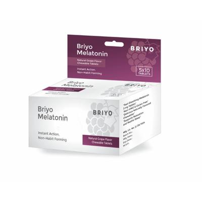 Briyo Melatonin Chewable Tablets - Natural Grape Flavour 50's - Mental Health