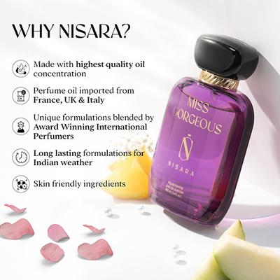 Nisara Miss Gorgeous Perfume Long Lasting Fragrance Floral-Fruity-Green Eau De Parfum 100 ml - Women Perfumes (Edt/Edp)