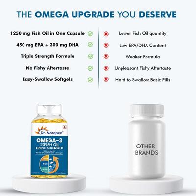 Dr. Morepen Omega 3 Deep Sea Fish Oil Triple Strength Capsule 60's - Omega Fish Oil Fatty Acids
