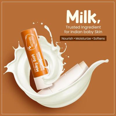 Mother Sparsh Daily Moisturizing Milky Soft Baby Lip Balm With Milk Protein-Coconut Oil and Shea Butter 4 gm - Baby Grooming