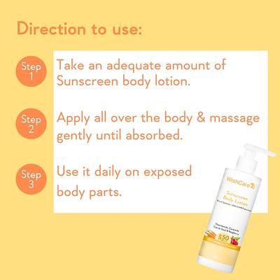 WishCare SPF 50 Sunscreen Body Lotion - Broad Spectrum For Men & Women 200 ml - Body Sunscreen