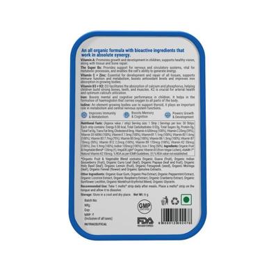 Wellbeing Nutrition Marvel Captain America Melts Kids Organic Multivitamin with Vitamin A B-Complex C D -30 Strips - Multi-Vitamins