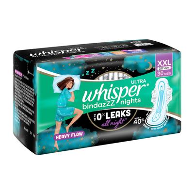 Whisper Ultra Bindazzz Nights Sanitary Pads (XXL) 30's - Sanitary Napkins