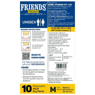 Friends Premium Adult Dry Pants (M) 10's - Adult Diapers & Pads