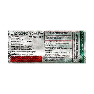 DICLOZED 25mg Injection 3ml - Pain relief-Nsa