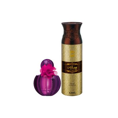 Ajmal Senora EDP Floral Spicy Perfume And Wisal Dhahab Deodorant Fruity Floral Fragrance 275 ml - Perfumes (Edt/Edp)