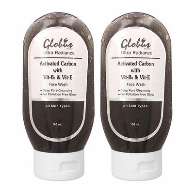 Globus Remedies Activated Carbon with Vitamin B3 and Vitamin E Face Wash 200 ml - Face Washes