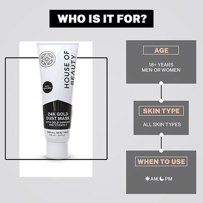 House of Beauty 24K Real Gold Dust Face Mask-Bridal Party Instant Glow with Niacin& Vit-C 100ml - Face Mask