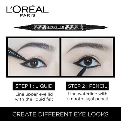 L'Oreal Paris Super Liner Superstar Duo Designer Eyeliner, Black 0.65 Gm - Eyeliners