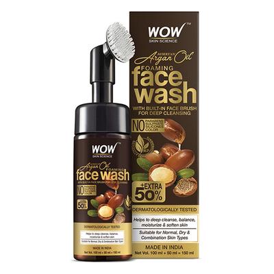Wow Life Science Moroccan Argan Oil Face Wash with built-in brush 150 ml - Face Washes