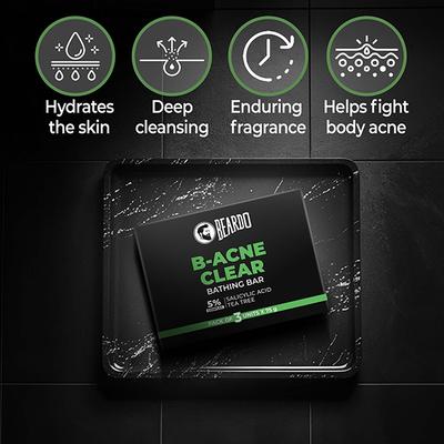 Beardo B-Acne Clear Bathing Bar 3's - Soaps