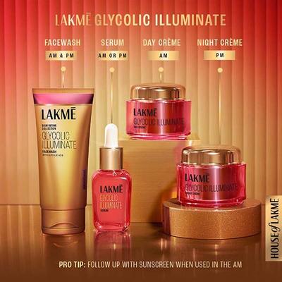 Lakme Glycolic Illuminate Night Cream with Glycolic Acid and 1% Niacinamide for Skin Cell Regeneration 50 gm - Night Cream