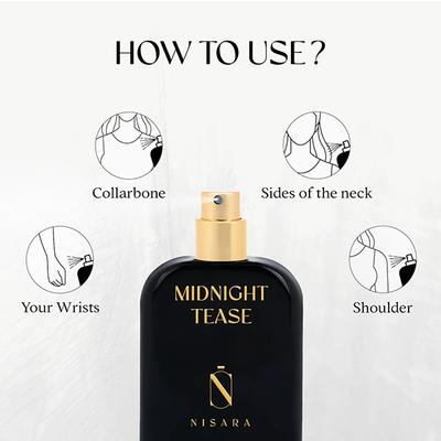 Nisara Midnight Tease Perfume Long Lasting Fragrance Floral Woody Musky Eau De Parfum For Women 50 ml - Women Perfumes (Edt/Edp)