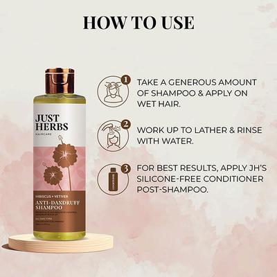 Just Herbs Hibiscus + Vetiver Antidandruff Shampoo Paraben Free 200ml - Shampoos