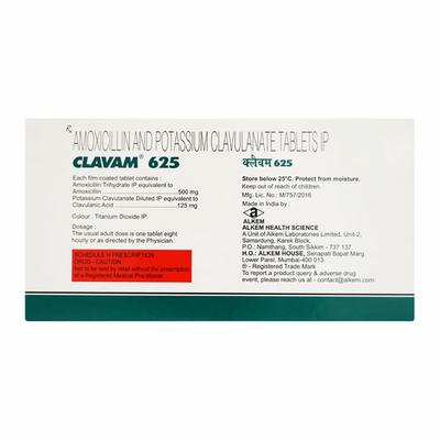 Clavam 625mg Tablet 10'S - Bacterial Infections-Pen