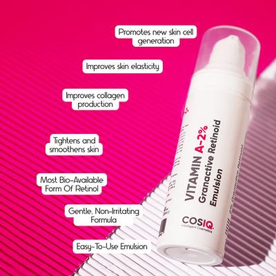 Cos-IQ A 2 Percent Granactive Retinoid Emulsion Vit A Anti Ageing Night for Wrinkles Fine Lines and Acne 30ml - Night Cream