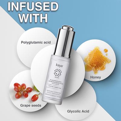 Kaya 5% Glycolic Acid + 1% Polyglutamic Acid Face Serum, Texture Corrector, Anti-Ageing Acne & Pimple Control Serum, All Skin Types 30 ml - Face Serum
