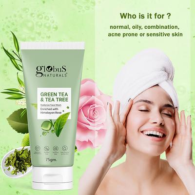 Globus Naturals Green Tea and Tea Tree Face Wash, 75gm each 5's - Face Wash & Cleansers