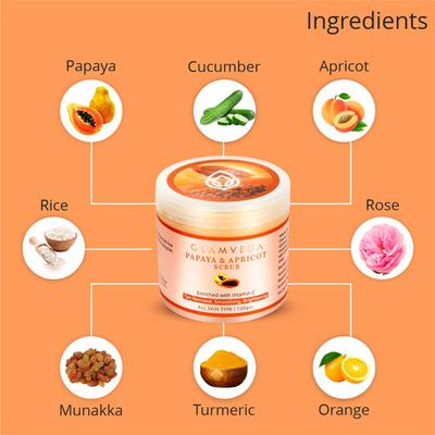 Glamveda Papaya Anti Tan Face Scrub 100 gm - Face Scrubs