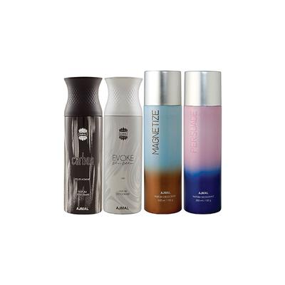 Ajmal 1 Carbon Homme, 1 Evoke Silver Edition For Him, 1 Magnetize And 1 Persuade Deodorants Pack of 4 200 ml - Deodorants/Roll-Ons