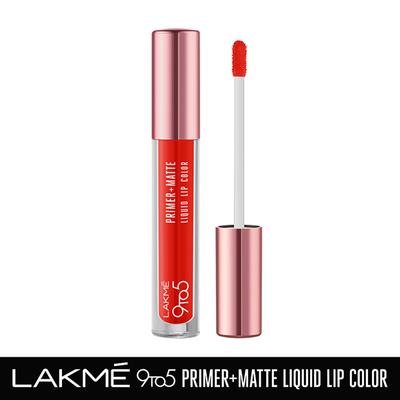 Lakme 9to5 Primer + Matte Liquid Lip Color MO1 Confident Coral 4.2 ml - Primer