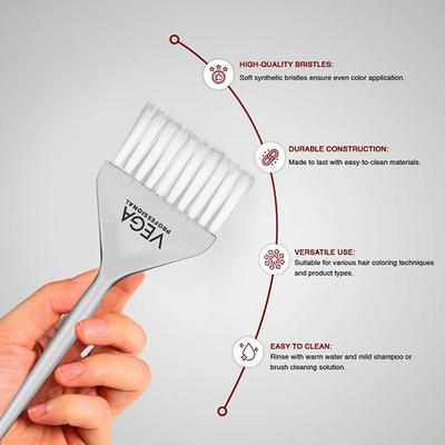 Vega Professional Tinting Brush for Balayage, All Over Color, Highlights and Root Touch Ups -Medium (VPHTB-02) 1's - Hair Brushes