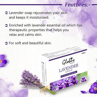 Globus Naturals Saffron & Lavender Skin Brighten Soap 200 gm - Soaps