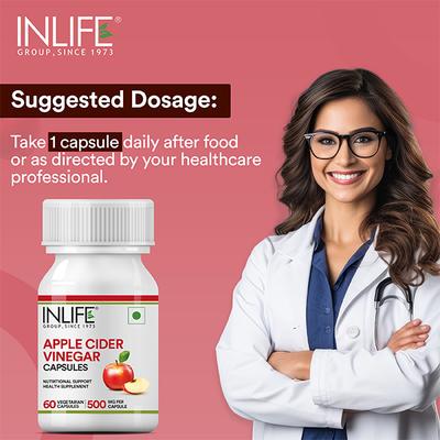 Inlife Apple Cider Vinegar 500 mg Vegetarian Capsule 60's - Apple Cider Vinegar - Acv
