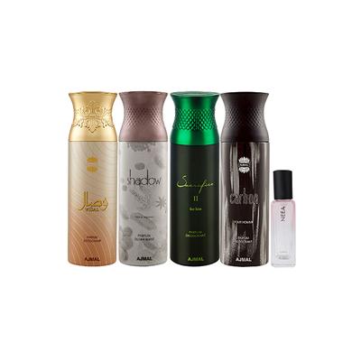 Ajmal Wisal & Shadow Homme & Sacrificeiihim & Carbon Deo & Neea EDP Pack of 5 20 ml - Women Perfumes (Edt/Edp)