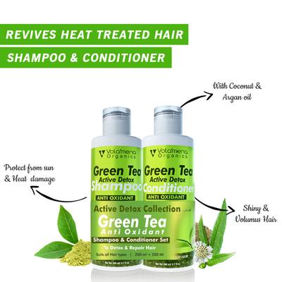 Volamena Active Detox Collection Shampoo (200 ml) + Conditioner (200 ml) - Green Tea (Combo Pack) - Shampoos