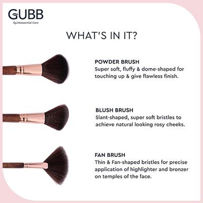 Gubb Flawless Base Kit Set Of 5 (Foundation, Blush, Fan, Buffer & Powder) 1's - Face Brush