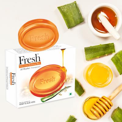 Fresh Glycerin All Weather Bathing Bar - Honey and Aloe Vera (Orange) 75 g - Soaps