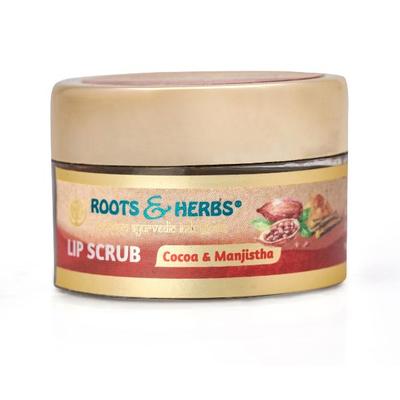 Roots & Herbs Lip Scrub - Cacao & Manjishtha 10 gm - Lip Scrubs