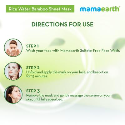 Mamaearth Bamboo Sheet Mask - Rice Water 1's - Masks & Peels