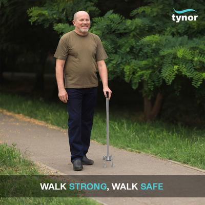 Tynor Walking Stick Quadripod - Silver 1's - Wheelchairs & Walking Sticks