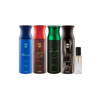 Ajmal Blu & Sacred Love & Sacrificeiihim & Carbon Deo & Aretha EDP Pack of 5 20 ml - Women Perfumes (Edt/Edp)