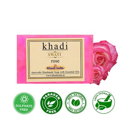 Khadi Swati Ayurvedic Handmade Soap - Rose 125 gm - Soaps