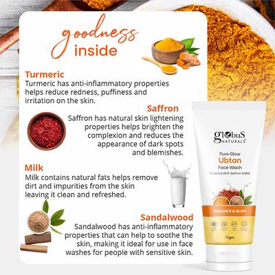 Globus Naturals Pure Glow Ubtan Face Wash, 2's - Face Wash & Cleansers