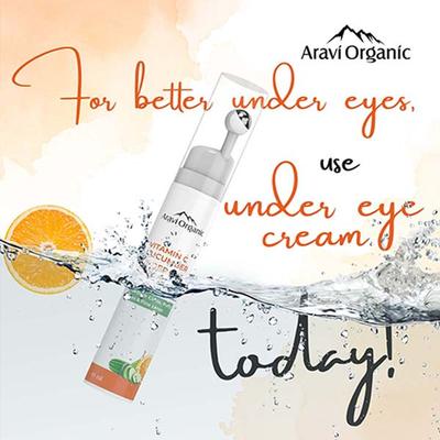Aravi Organic Vitamin C and Cucumber Under Eye Cream Roll On For Dark Circles and Puffy Eyes 15 ml - Under Eye Creams & Serums